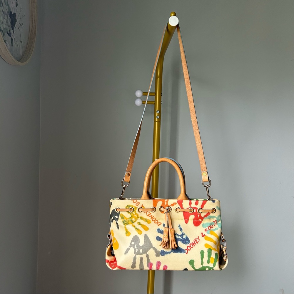 Vintage Dooney & Bourke Hands Print Satchel Crossbody bag Made in USA